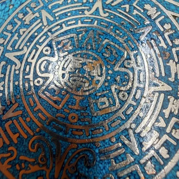 Taxco Signed Turquoise Stone Chip Vintage Belt Buckle - Picture 10 of 10